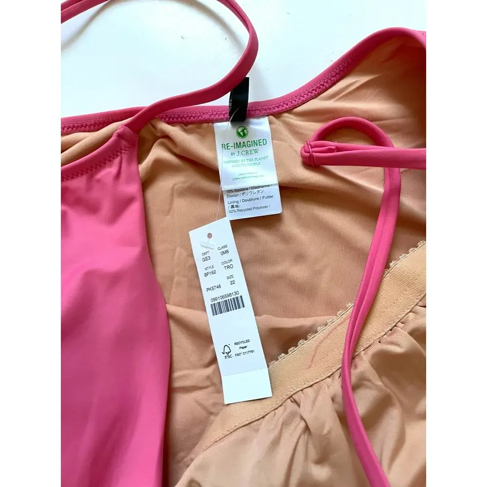 J. Crew Classic Basic One Piece Bathing Suit Pink Size 22 Plus NEW